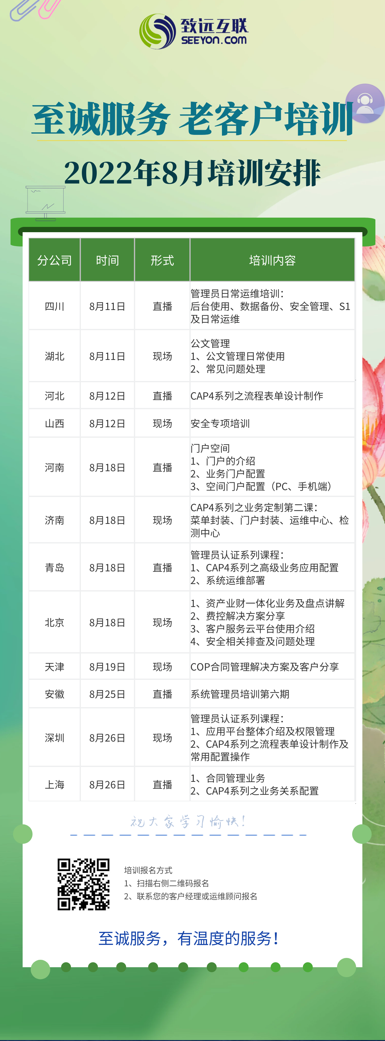 老客户培训安排