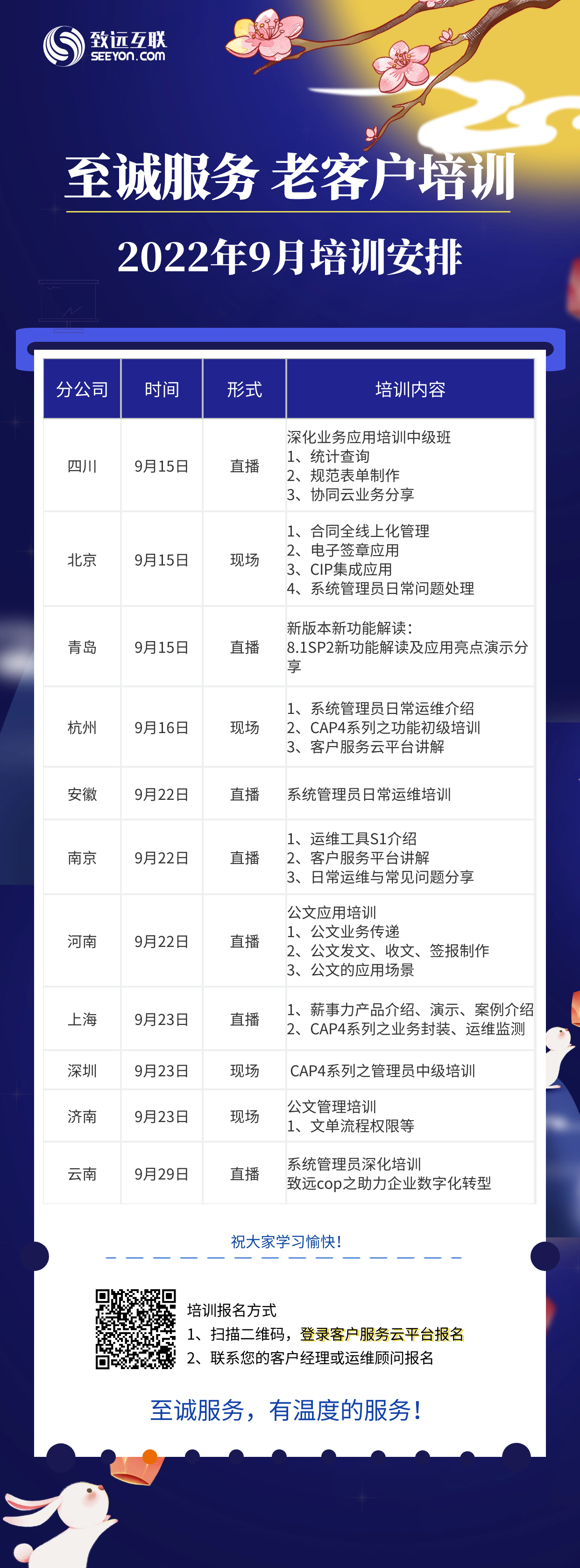 9月培训预告